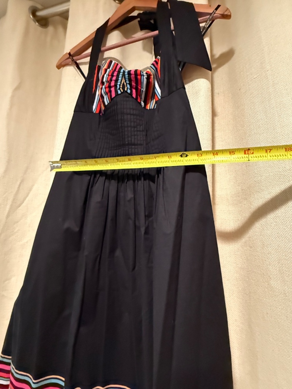 Vintage Y2K Betsey Johnson Striped Halter Dress Black Multicolor Size 6 - Picture 12 of 12